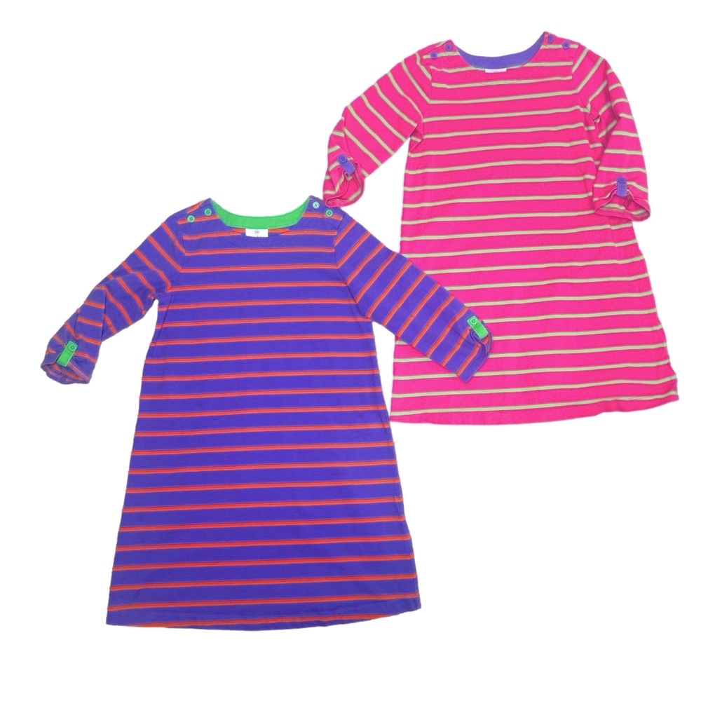 Hanna Andersson Pink and Blue Striped Kids Dresses (Two)